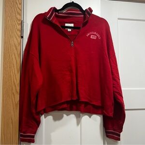 American Eagle Outfitters Red Quarter-Zip Sweatshirt